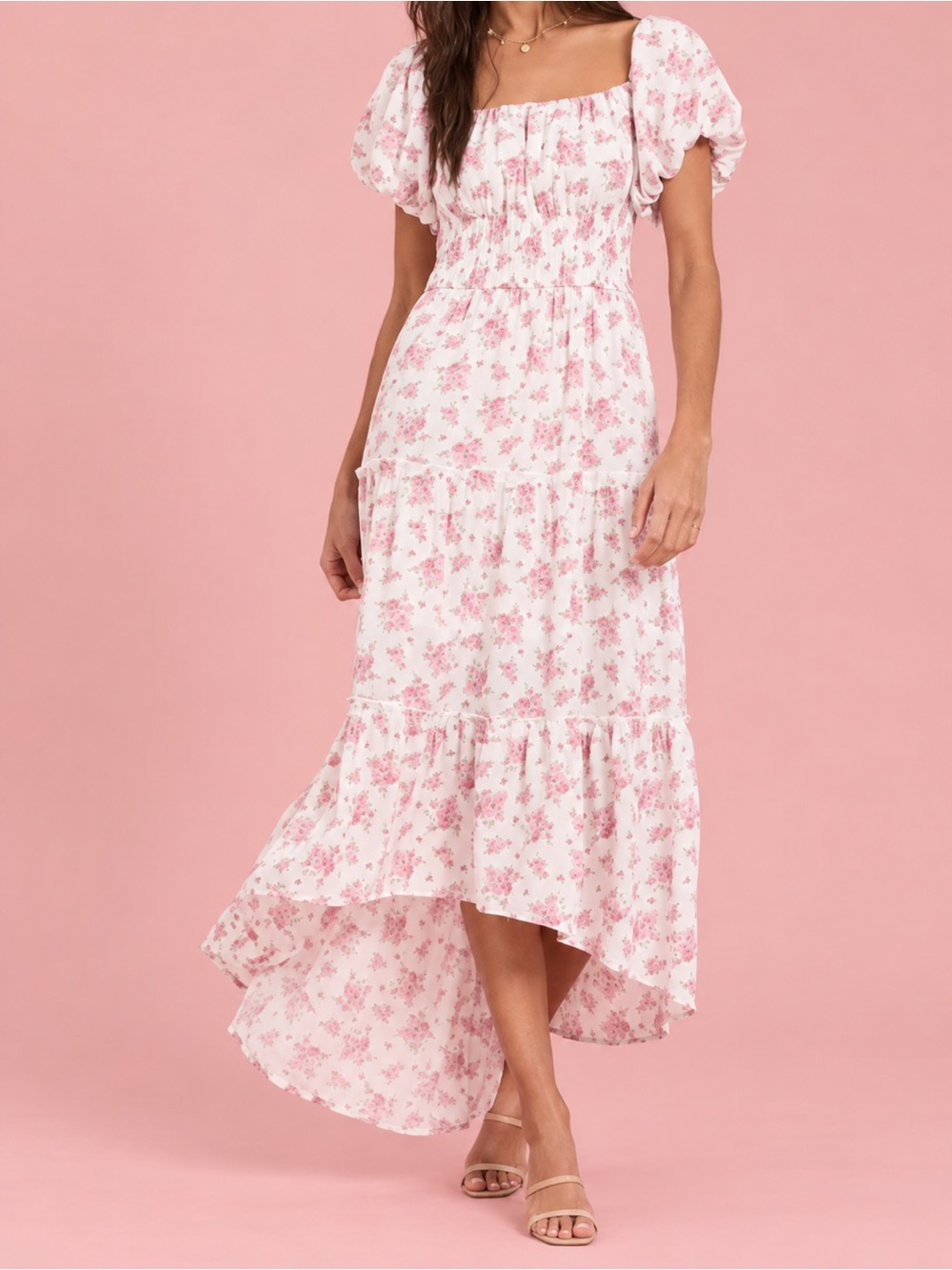 Altar'd State Floral High-Low Maxi Dress Size Small